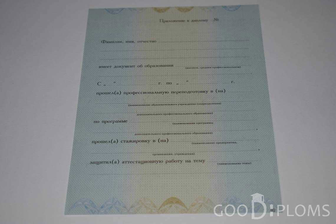 Приложение к Диплому о Переподготовке период выдачи 2010-2013 -  Пинск