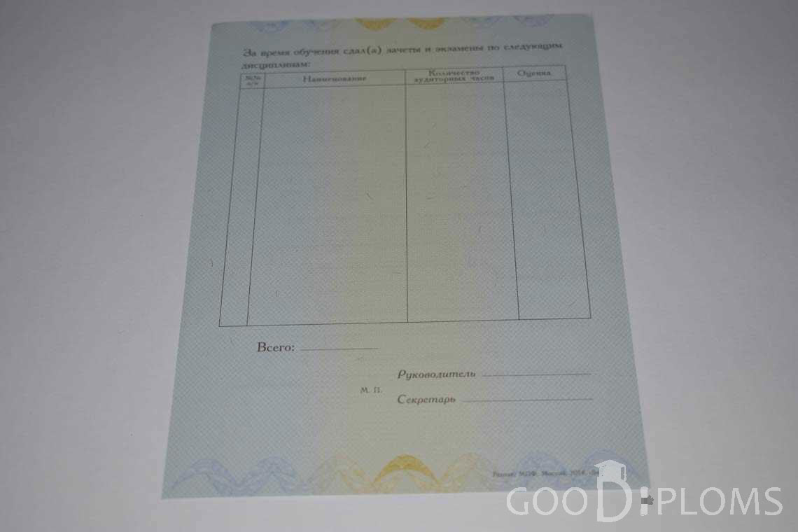 Приложение к Диплому о Переподготовке период выдачи 2014-2020 -  Пинск